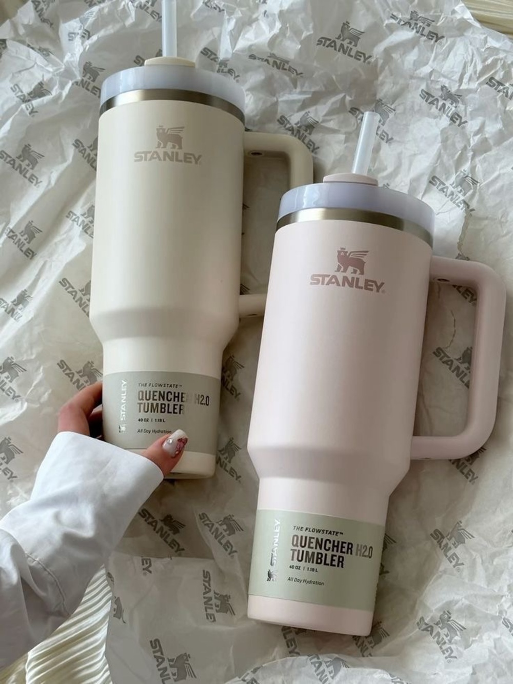 Stanley Double Quencher Tumbler Set in Cream and Blush